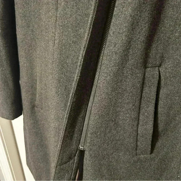 Mossimo Charcoal Grey Wool Blend Coat | Asymmetrical Zip | Size L - Picture 4 of 10